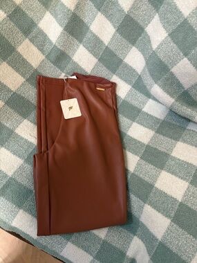 Fabletics Vegan Leather Leggings in Rust